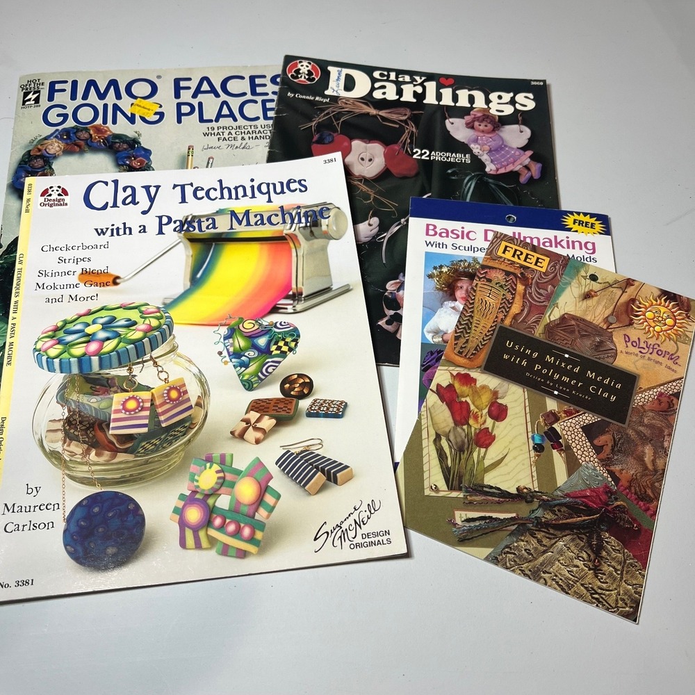 Polymer Clay Art Instruction Books Lot of 5 Clay Techniques Dollmaking Mixed